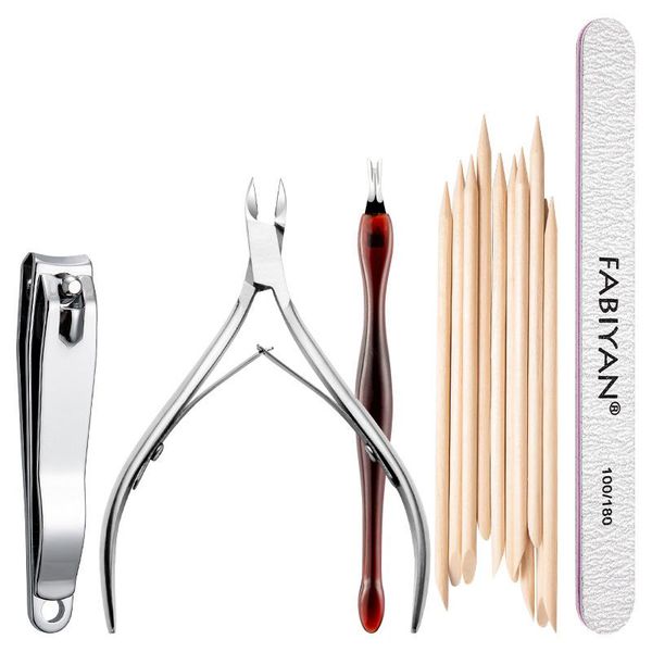 

nail art kits 14pcs/set files nippers clipper cutter dead skin remover fork scissors trimmer manicure wood stick care tool