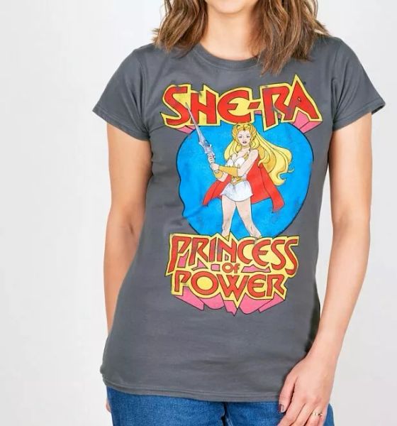 

official women's charcoal she-ra princess of power fitted t-shirt, White;black