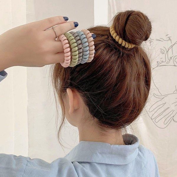

hair accessories phone line band korean sweet girl shake color leather black elastic headdress, Slivery;white