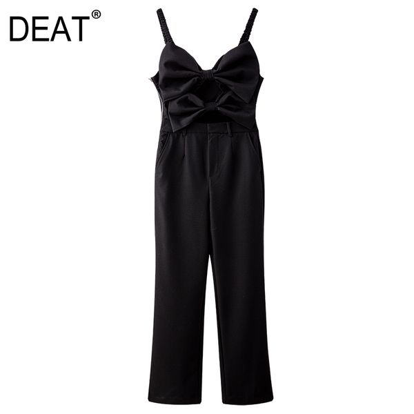 

high elastic waist trousers loose fit pants women black bow patchwork zipper hollow fashion tide summer 7d1658 210421, Black;white