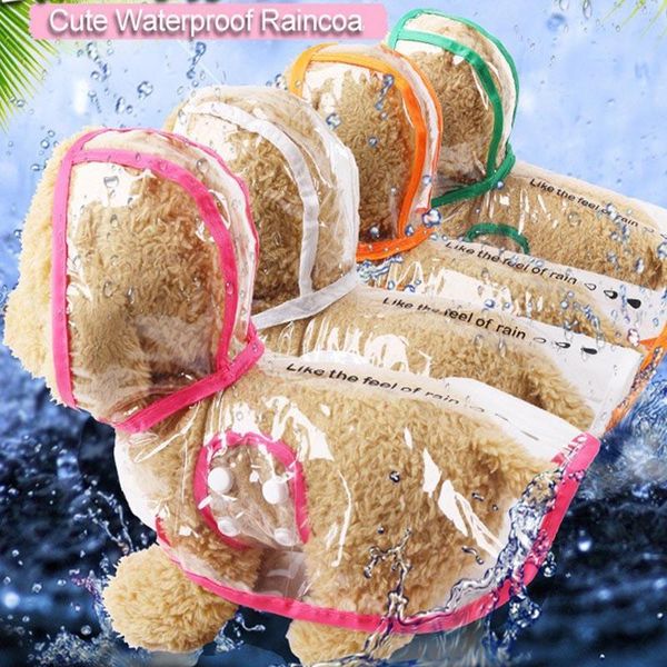 

dog apparel fashion waterproof raincoat clothes transparent pet hooded rain coat for small dogs cats pomeranians