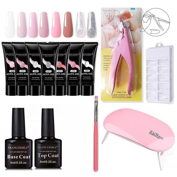 

francheska nail extension glue set clear white crystal gel quick model base with lamp tslm1 polish