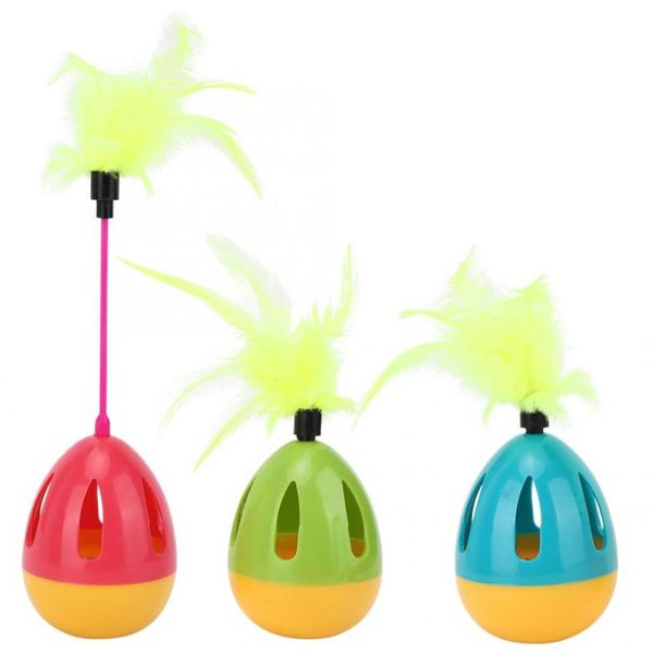 

cat toys durable exercise pp pet attractive swing tumbler with feather bell teaser funny interactive toy