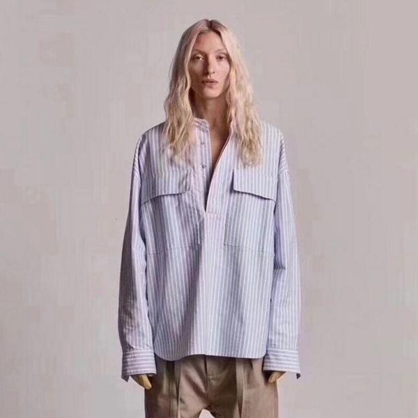 

shirts autumn long sleeve cotton pullover shirt relaxed fit justin bieber fog three-button shirts streetwear lettering patch at back, White;black