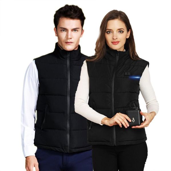 

winter usb infrared heating vest jacket electric thermal clothing waistcoat men men's vests, Black;white