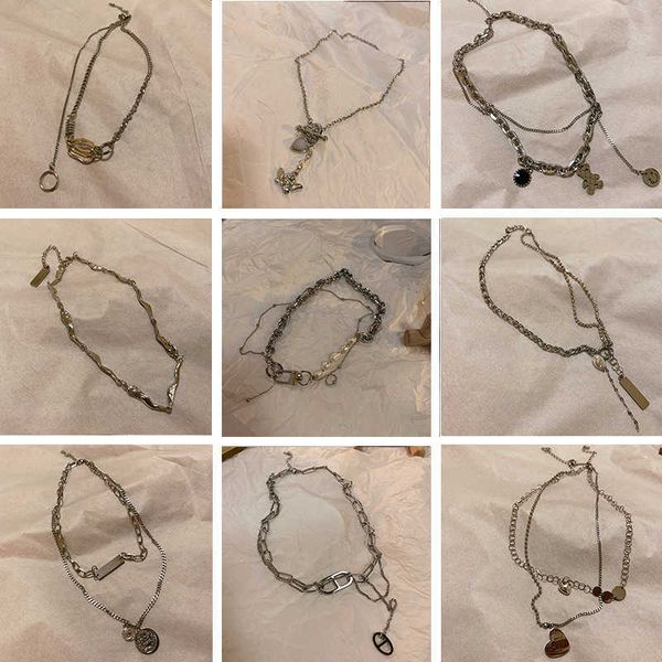 

necklace female 2021 fashion hip hop niche splicing clavicle chain in cool style simple personality net red jewelry, Silver