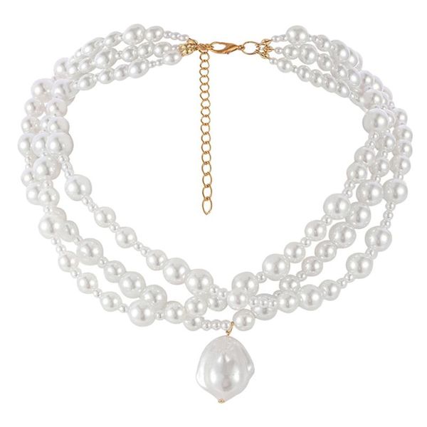 

pendant necklaces long pearl necklace vintage bridal neck jewelry for party, Silver