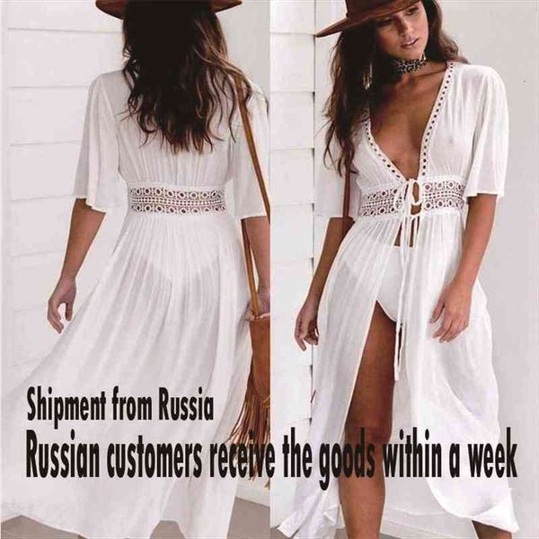 

women bikini cover up tunic pareo long maxi bohemia dress lace white v neck robe swimwear bathing suit beachwear 3xl, White;black