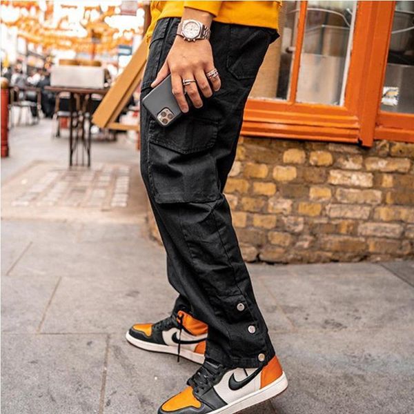 

men's pants overalls harajuku harem 2021 ribbon black hip hop casual jogging fashion street m-2xl
