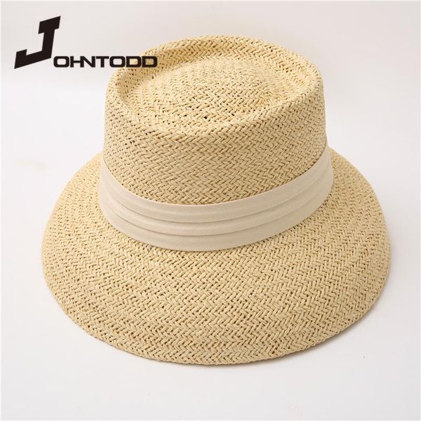 

wide brim hats 2021 summer women big floppy hat wheat straw with black white ribbon lace tie sun uv protection beach cap, Blue;gray