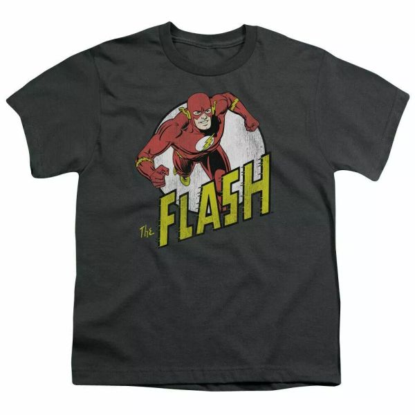 

the flash run flash run kids youth t shirt licensed dc comics tee charcoal, White;black