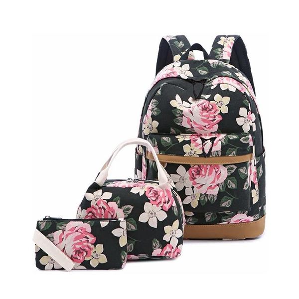 

fashion canvas school backpack set lightweight teen girls women kids bags college bookbag fits 14 inch lapbag