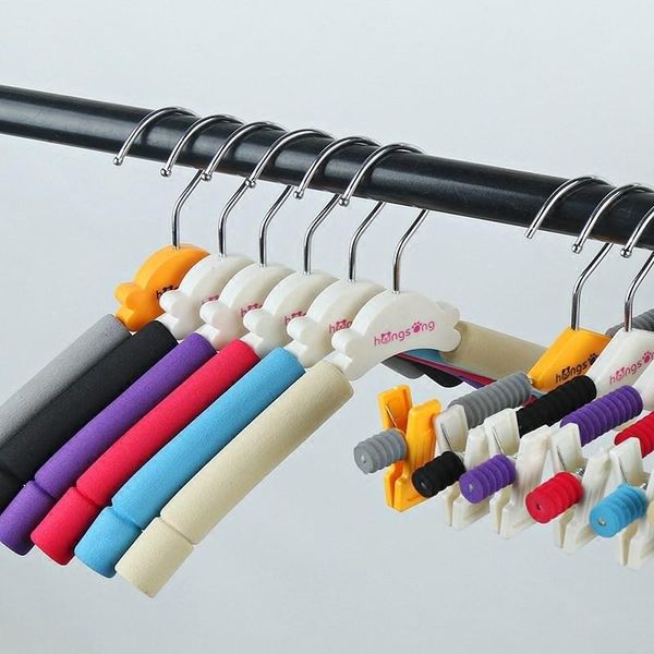 

hangers & racks 10pcs multifunction creative colorful rubber non-slip practical children clothing pants hanger wardrobe drying