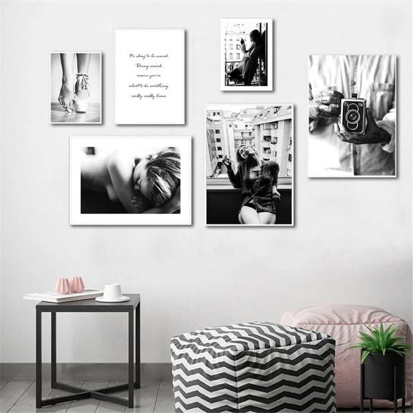 

paintings girl smoking woman wall art print poster old camera painting black and white canvas prints fashion pictures home decor