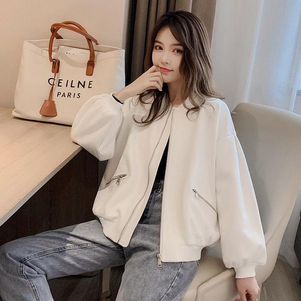 

women's jackets baseball suit female spring and autumn coat windproof 2021 korean version of loose versatile solid color jacket cover m, Black;brown