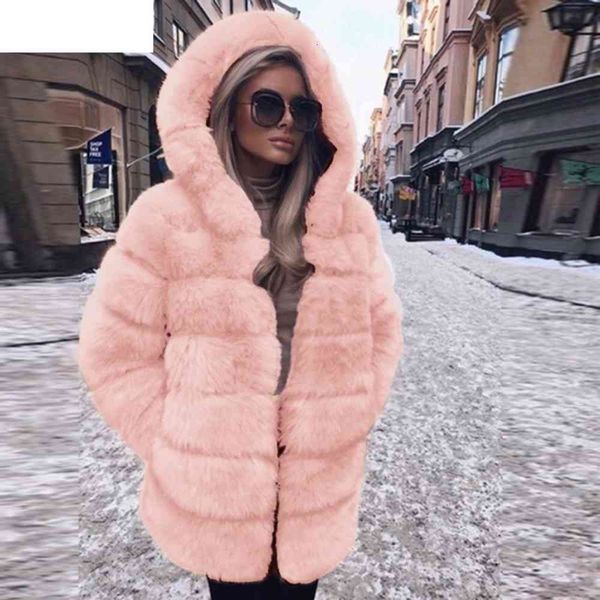 

women's fur & faux jaycosin fashion womens solid thick warm women luxury coat hooded autumn winter overcoat 18nov5 g9m5, Black