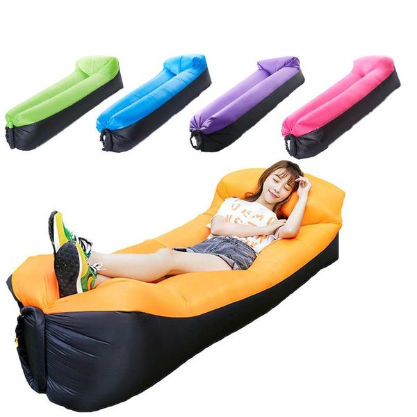 

summer single lunch break lazy sofa outdoor portable travel air camping inflatable sleeping bag beach lounger camp furniture