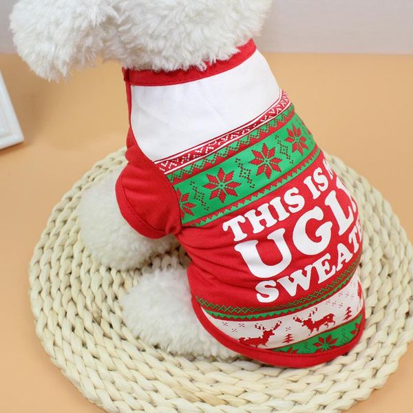 

dog apparel cute pet clothes t-shirt soft puppy dogs clothing christmas shirt casual vests for small pets xs-xl