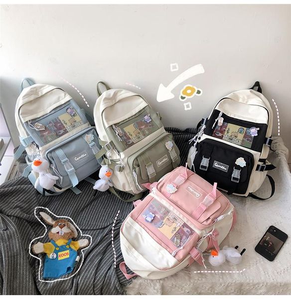 

fresh backpack middle high school student bag nylon korean version large-capacity beautiful and generous