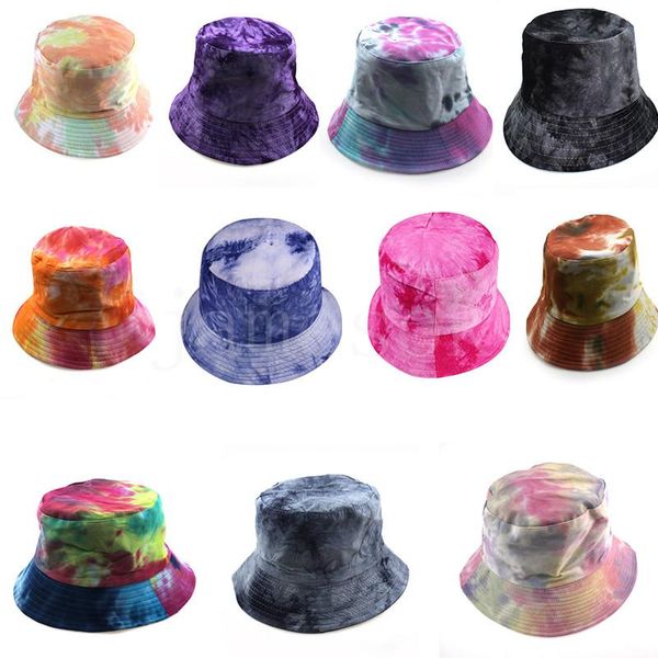 

spring and summer tie dye bucket men women both sides fashion hip-hop fisherman hats street outdoor travel boy girl hat db889, Blue;gray