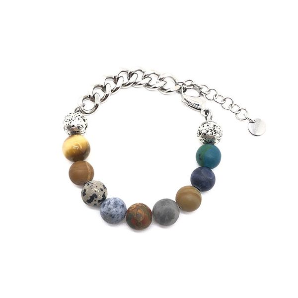 

eight planets titanium steel bracelet link chain personality hip-hop style street men and women couples japanese sun jewelry, Black