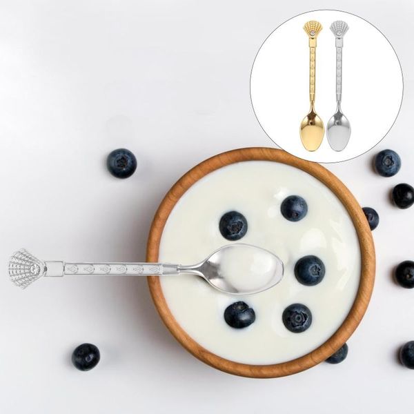 

spoons 2pcs dessert coffee stirring home tableware (assorted color)