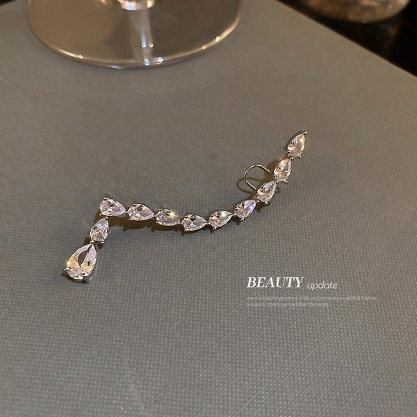 

dangle & chandelier women micro-inlaid zircon earrings all-in-one tassel for wedding jewelry fashion water drop crystal gifts, Silver