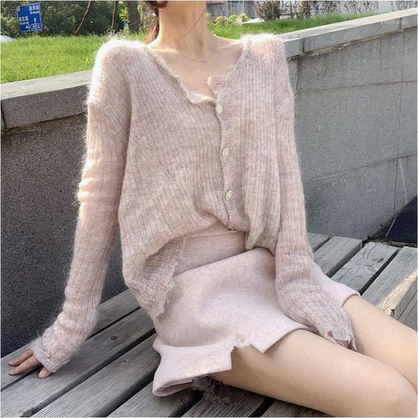 

women's knits & tees sweater cardigan autumn womens long sleeved single breasted sweaters spring fashion casual knitted 1, White
