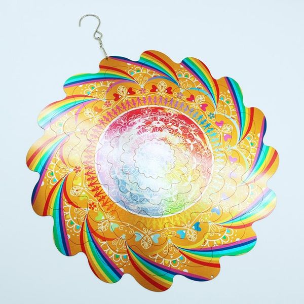 

decorative objects & figurines mandala wind spinner stainless steel 3d flowing light effect decor for garden house hanging gifts colorful sp