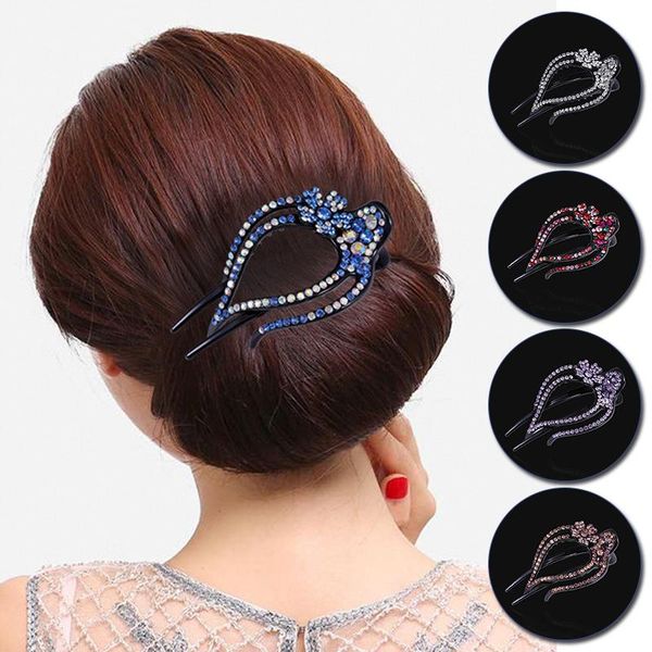 

rhinestone flower duckbill hair vintage crystal beads clips accessories for women hairpin headwear & barrettes, Golden;silver