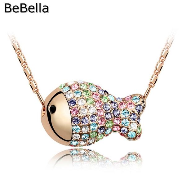 

bebella gold color plated cute fish pendant necklace fashion jewelry for women girls kids children lovers christmas gift necklaces, Silver