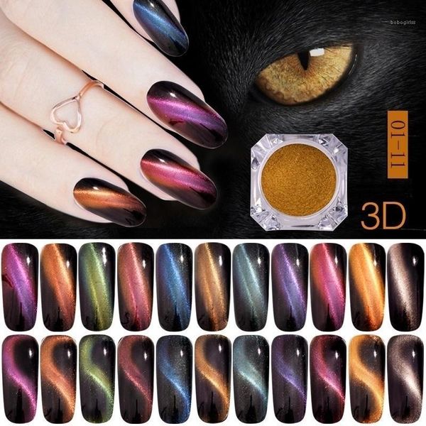 

nail art eye powder magnetic chameleon 3d cat magic mirror1, Silver;gold