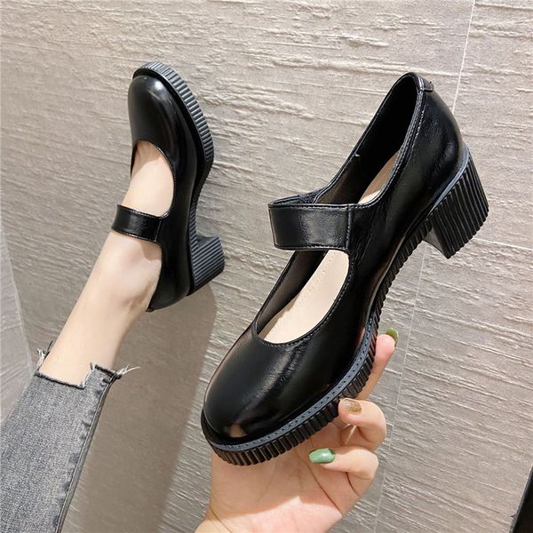 

mary dress heeled shoes thick jane shoes women's summer fashion show high button princess single 5926 kb4b, Black