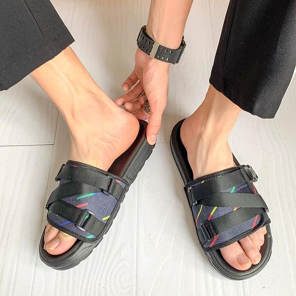 

slippers goodrsson men's home indoor black fashion casual beach shoes