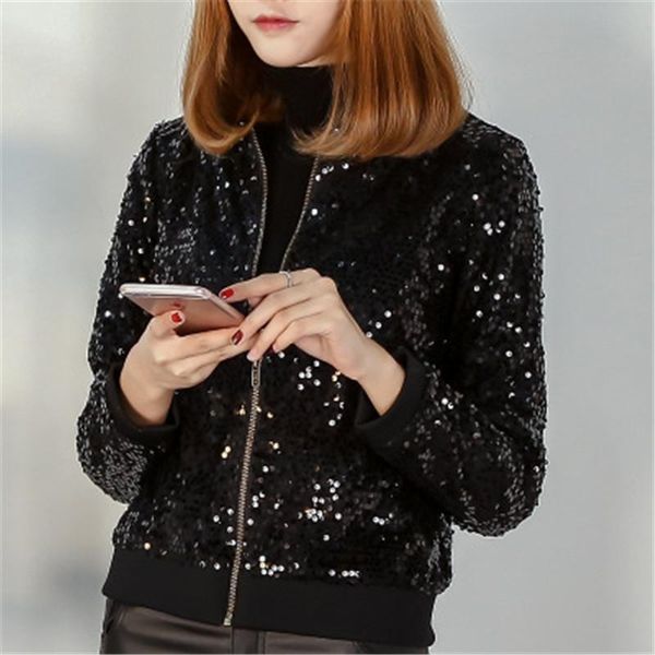 

women's jackets jacket women sequins loose plus size baseball uniform commute 2021 autumn and winter female garb office lady cozy, Black;brown