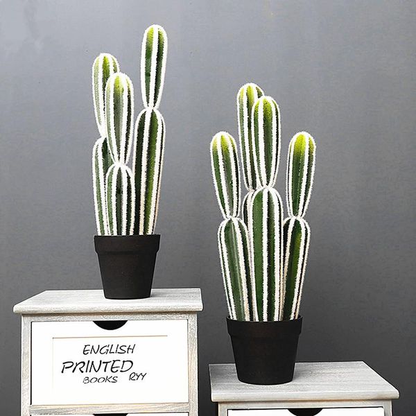 

decorative flowers & wreaths wholesale artificial cactus potted tropical simulation flocking plants office display bonsai plastic succulent