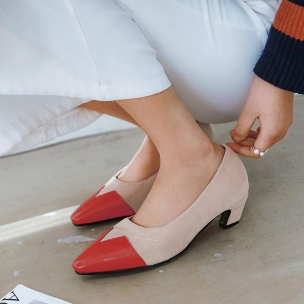 

dress shoes big size 9  11 12 13 14 15 16 17 ladies high heels women woman pumps colour-matched thick-heeled pointed single, Black