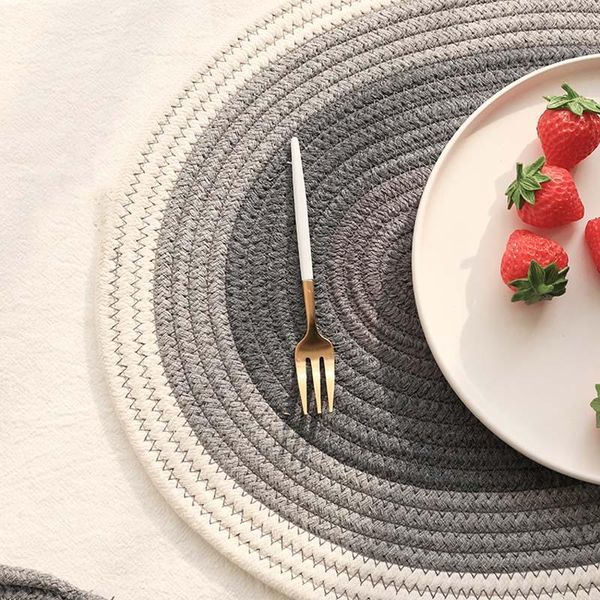 

table runner 5pcs/lot knitted dinner mat cotton rope placemat insulation pad dust-proof table-cloth