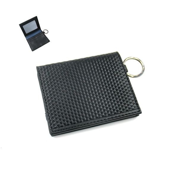 

the wallet men's short pu leather bag card set zero wallet, Black