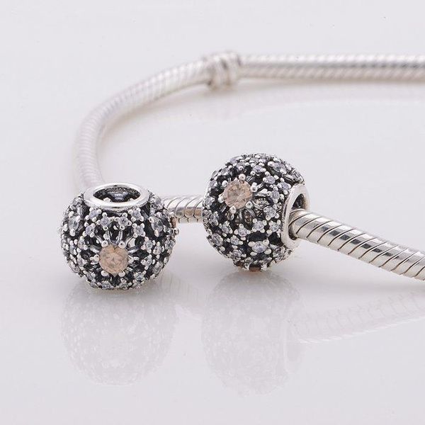 

100% 925 sterling silver openwork abstract pave bead fits european jewelry european chamilia charm bracelets, Black