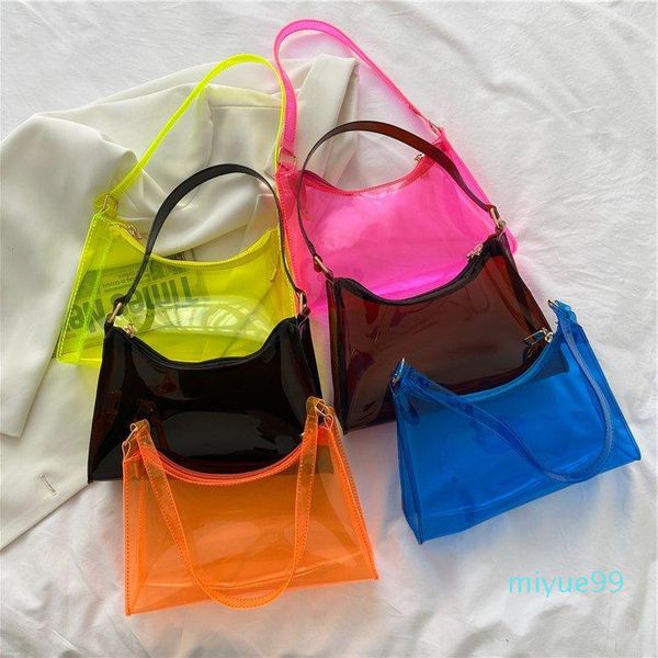 

evening bags 100pcs summer pvc bag women's fashion clear shoulder purses handbags