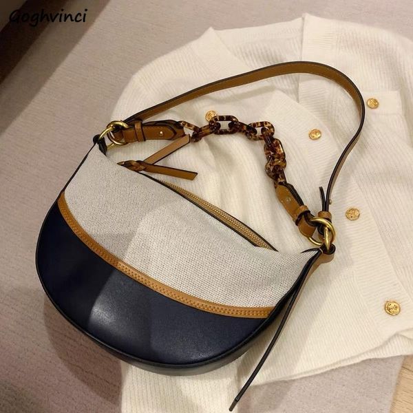 

evening bags shoulder women patchwork half moon zipper underarm fashion vintage ladies korean style designer brand chic versatile ol