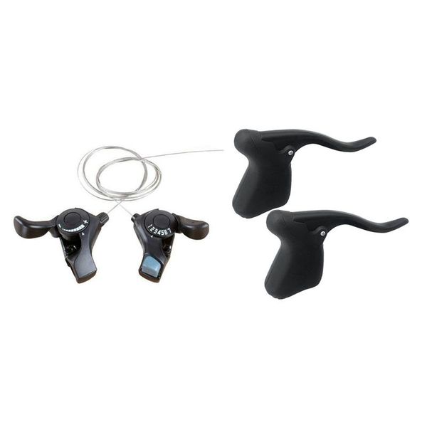 

tools 4 pcs bicycle accessories: 2 mtb handle brake lever grip bar & split dial transmission shifter
