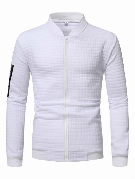 

men waffle knit patched detail zip up jacket n5br#, Black;brown