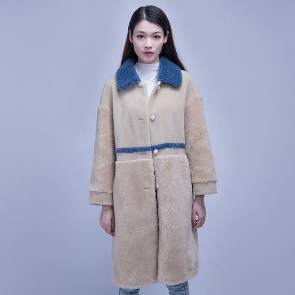 

women's fur & faux coat winter real women clothes 2021 korean 100% sheep shearing ladies vintage wool jackets and coats 8921 yy1770, Black