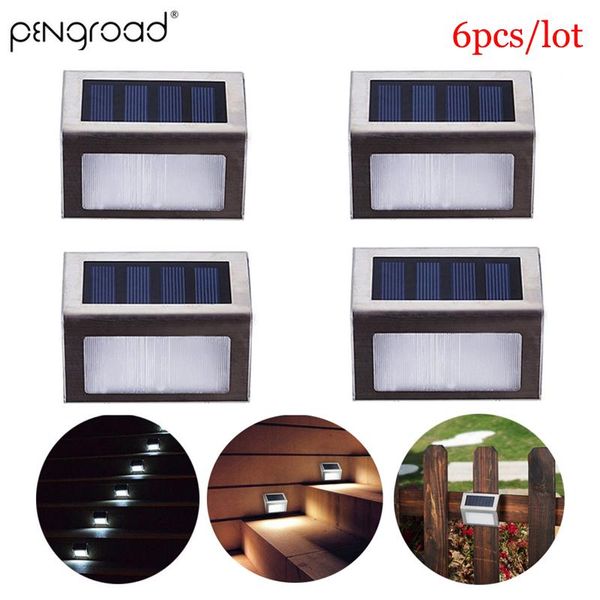 

solar lamps 6 pcs/lot outdoor led lamp rechargeable light-control sensor yard garden light 3 leds power stairs fence sl035