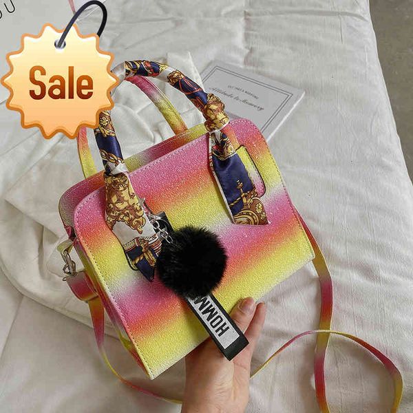 

new hairball women's trend 2021 fashion one shoulder messenger bag rainbow ins princess