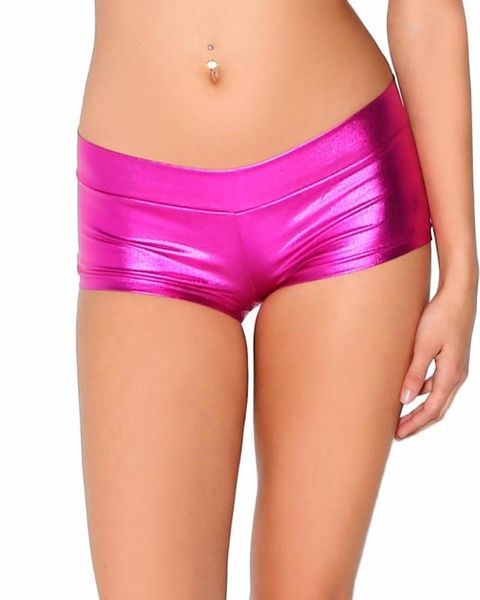 

women's shorts womens low waisted rave booty dance spandex shiny lycra metallic gold silver for stage, White;black