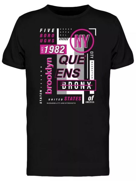 

Five Boroughs 1982 Slogan Men's Tee -Image by Shutterstock, White;black