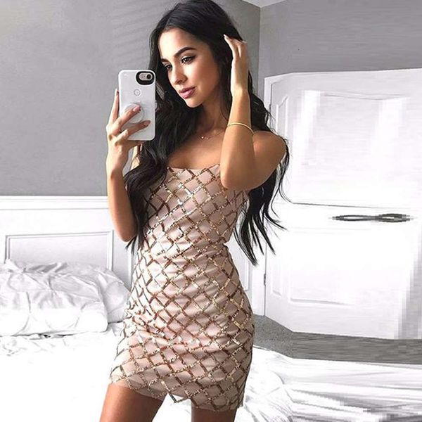 

suspender sequin plaid skirt round neck wrap dress, Black;gray